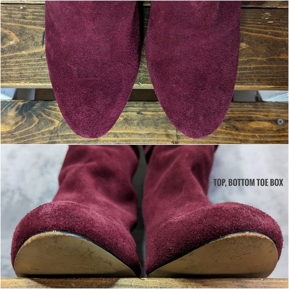 Steve Madden Faola suede slouch tall boots, burgundy, size 11 - Picture 3 of 11
